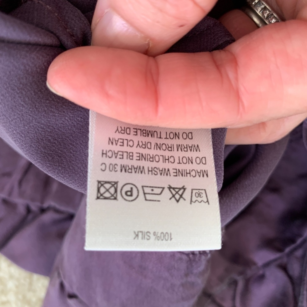 100% Silk Designer Marie Chantal Purple Dress with Ruffle Size 4 - Picture 10 of 10